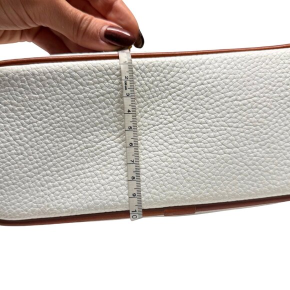 Dooney & Bourke Pebble Grain Leather Crossbody – White/Cream w/ Tan Trim, Like N - Picture 16 of 16